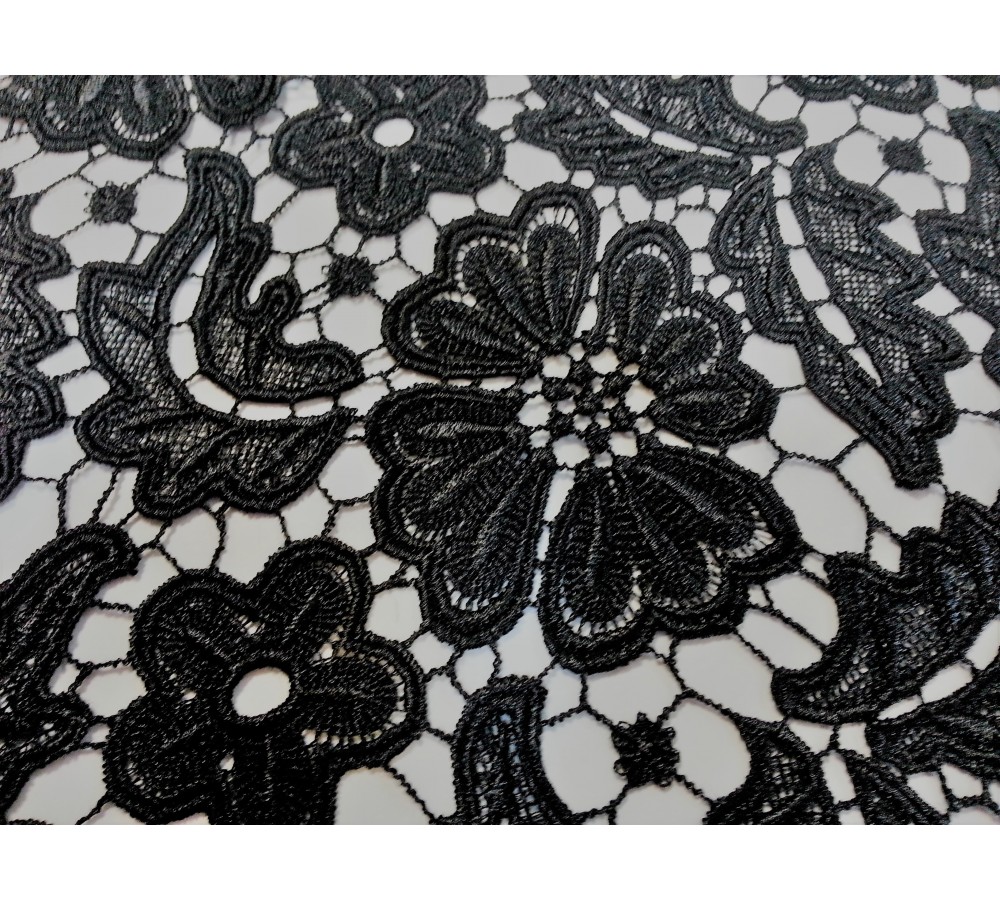 Black big flower figured embroidered lace