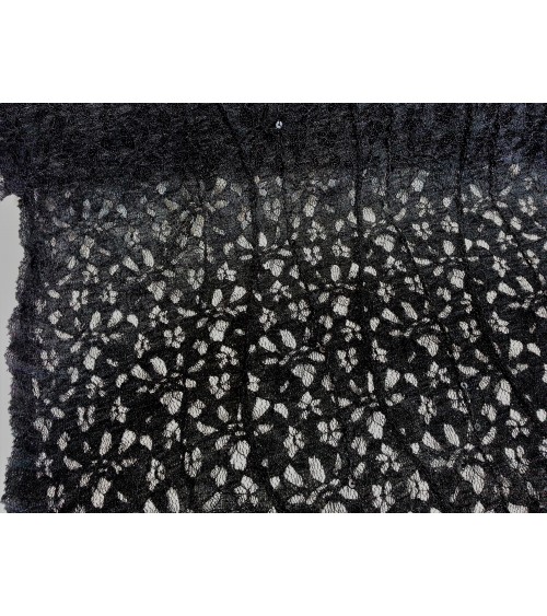 Black elastic glitter lace