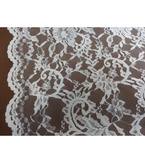 White silver embroidered lace