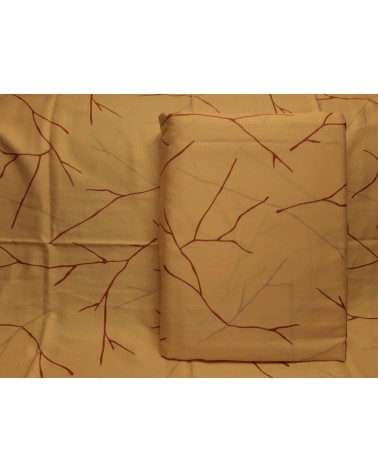 Brown branch figured double cotton-satin bedding