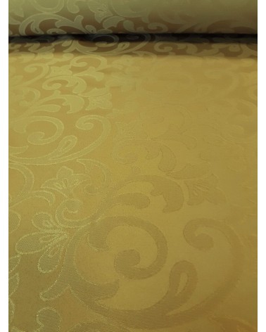 Mustár színű,  ferdepánntal szegett teflonos terítő 220x140 cm