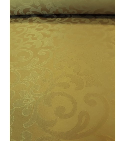 Mustár színű,  ferdepánntal szegett teflonos terítő 260x140 cm
